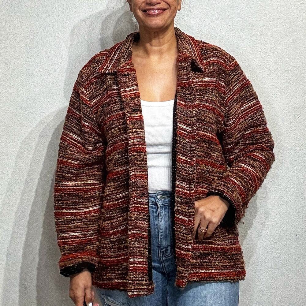 Chico's Multicolor Striped Metallic Blazer Sz 3/XL